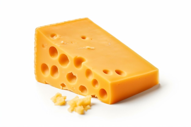 a piece of cheese with holes cut in half