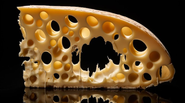 Photo a piece of cheese with holes in it