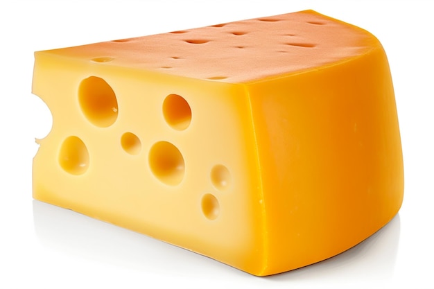 A piece of cheese with holes in the middle