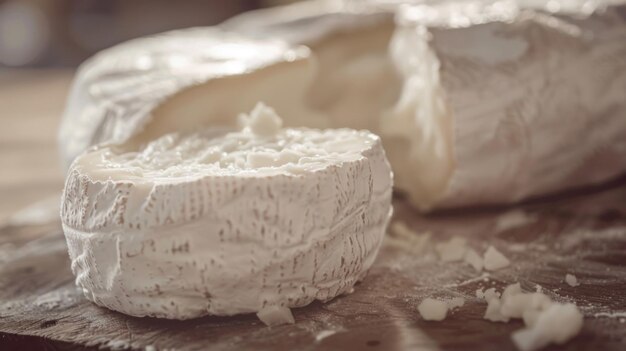 Piece of Cheese on Wooden Table