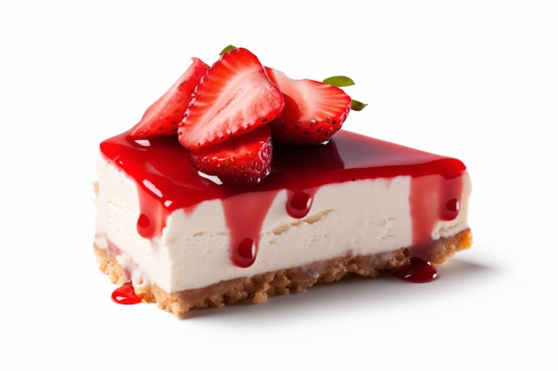 a piece of cheesecake with strawberries on top