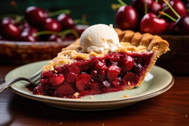 Photo piece of cherry pie