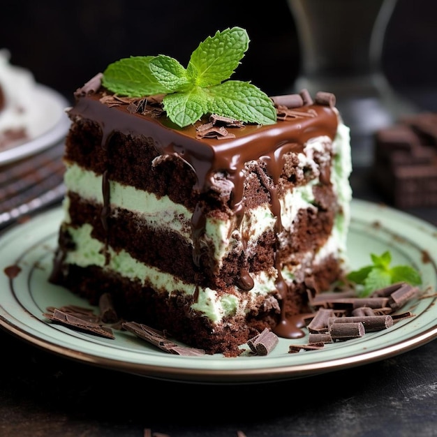 a piece of chocolate cake on a plate