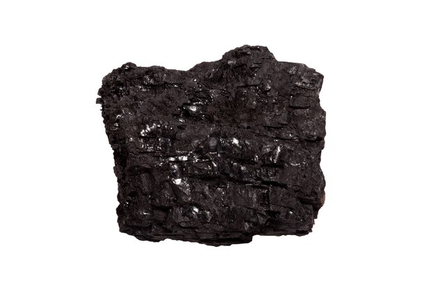 Piece of coal isolated on a white background. fuel for industry