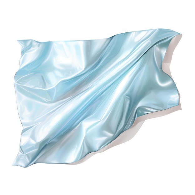 Piece of crinkled cellophane wrap isolated on white background