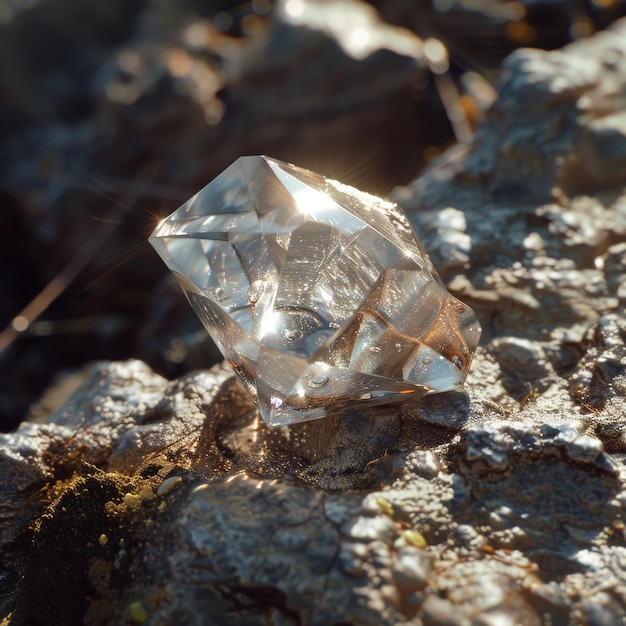 Photo a piece of diamond sitting on a rock