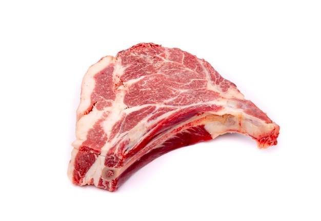 Piece of fresh raw horse meat isolated on white surface