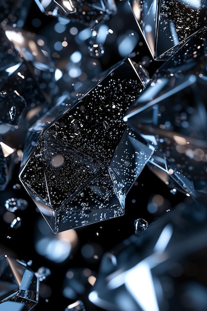 Photo a piece of glass with a black background and a white diamond in the middle