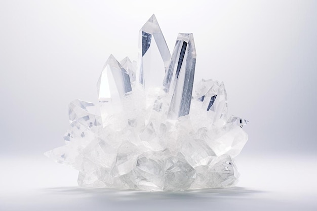 a piece of glass with crystals in it and the word quartz.