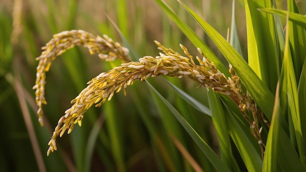 A piece of golden rice rice waiting to be harvested