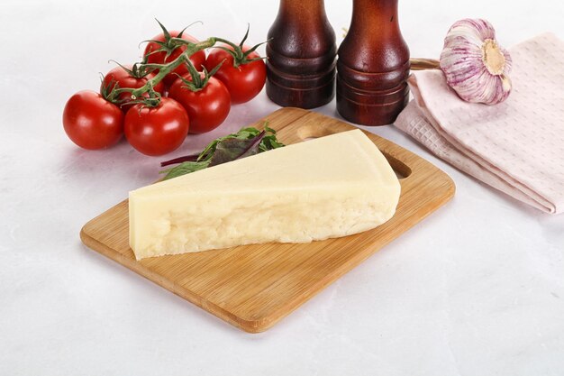 Piece Italian hard parmesan cheese