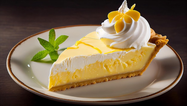 A piece of lemon cream pie