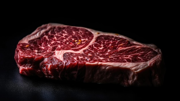 A piece of meat on a black background