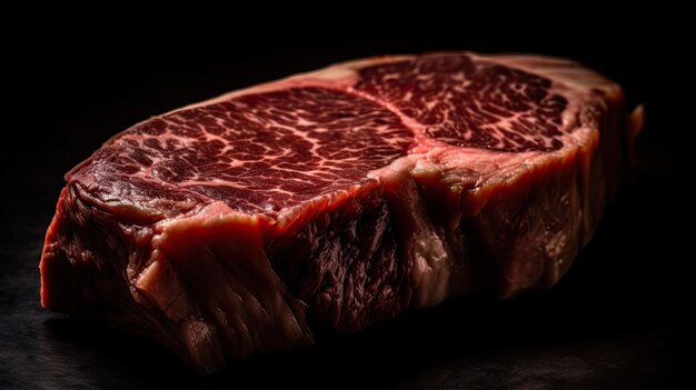 A piece of meat on a black background