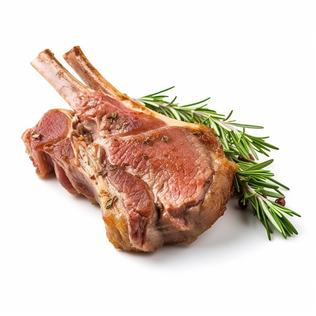 a piece of meat with rosemary on top of it