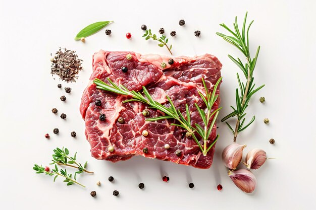 a piece of meat with spices and herbs