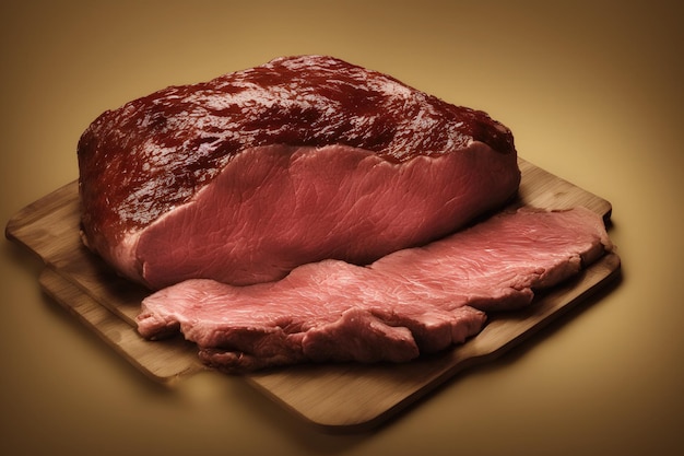 A piece of meat with the word meat on it