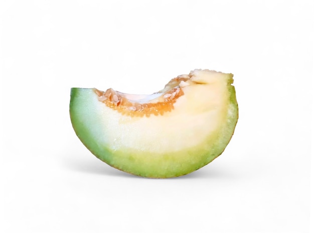 A piece of melon on a white background