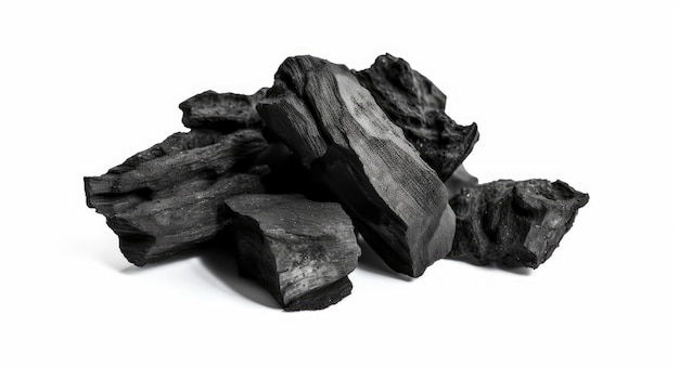 piece of mineral deposit coal on white isolated