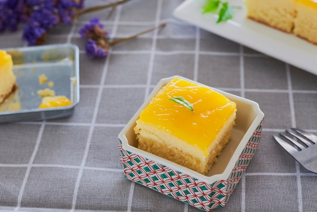 Photo piece of orange butter cake.