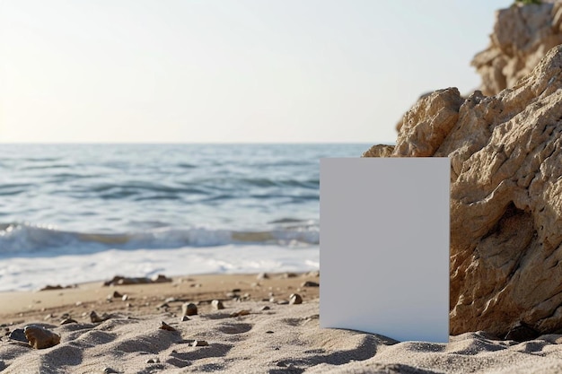 Photo a piece of paper sitting on top of a sandy beach