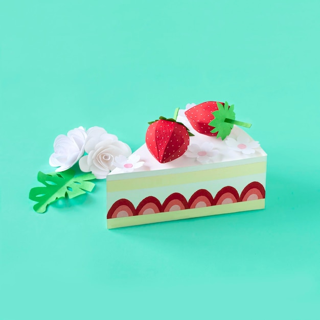 Piece of paper strawberry cake