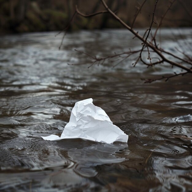 a piece of paper that is in the water