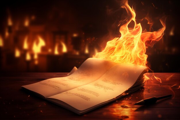 A piece of paper with a flame drawn on it