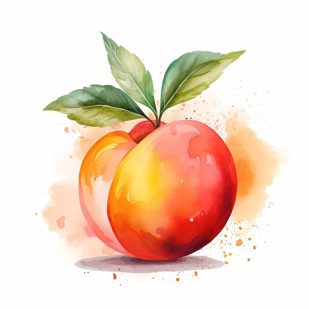 a piece of peach on a white background in the style of brushstroke fields