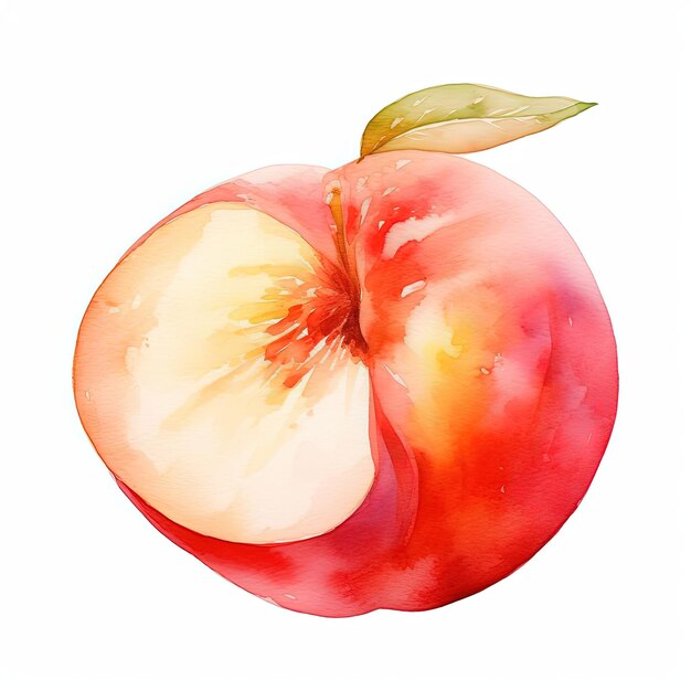 a piece of peach on a white background in the style of brushstroke fields