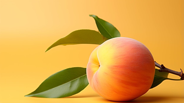 Piece of peach on yellow