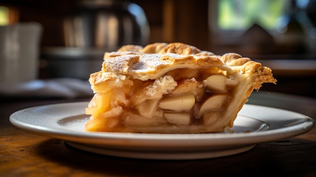 Photo a piece of pie on a plate on a table