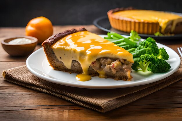 Photo a piece of pizza with melted cheese on a plate