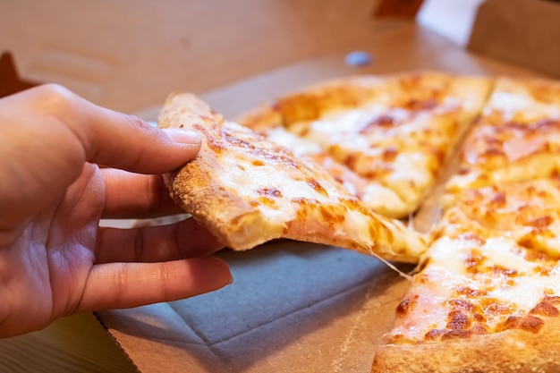 A piece of pizza in your hand