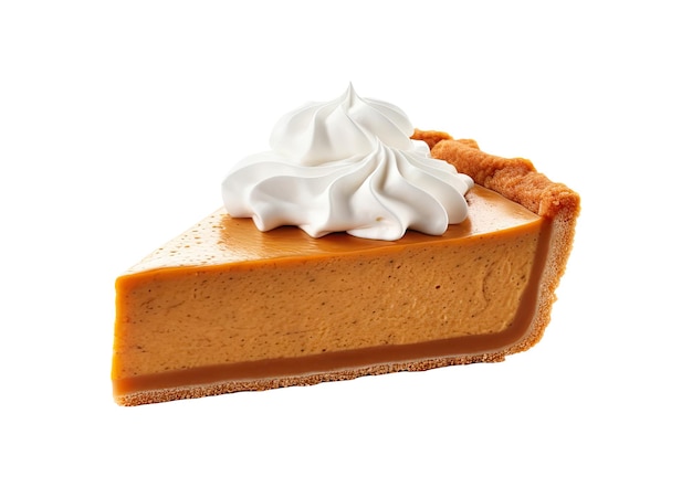 Piece of pumpkin pie isolated on white background Generative AI