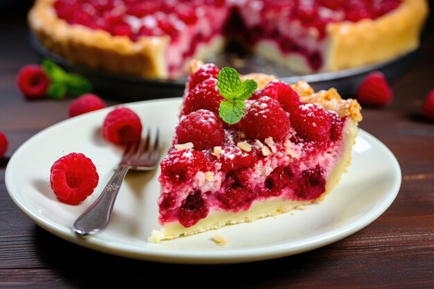 Photo piece of raspberries pie