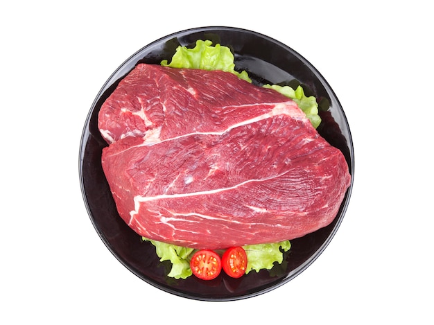 Piece of raw beef isolated on white