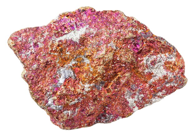 Piece of red Chalcopyrite stone isolated