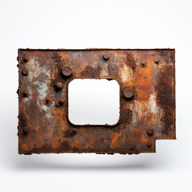 Piece of rusted metal on white background
