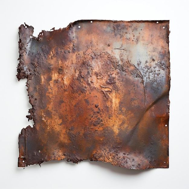 Piece of rusted metal on white background