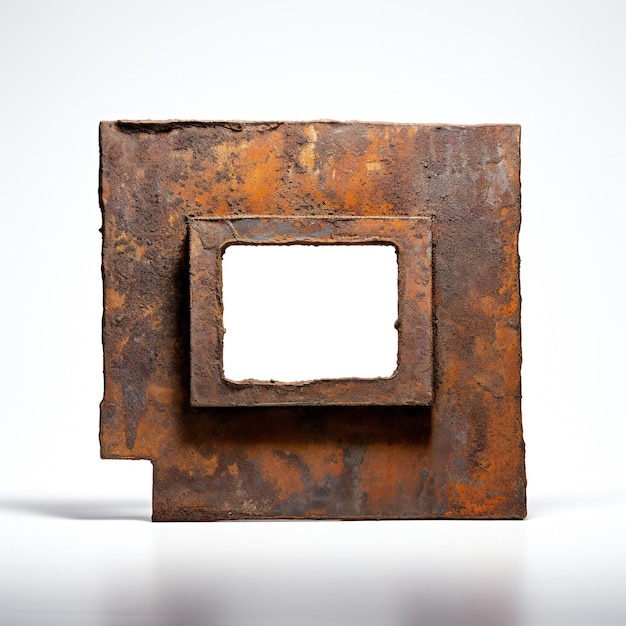 Photo piece of rusted metal on white background