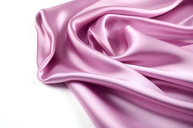 Piece of satin fabric isolated on white background