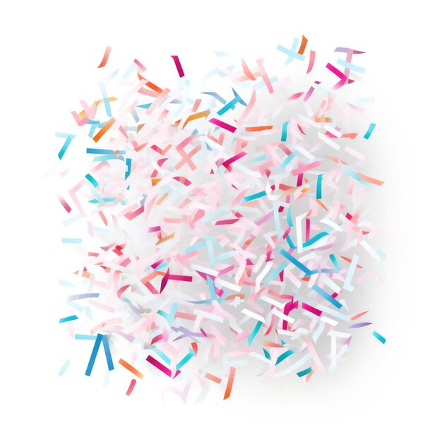 Photo piece of shredded paper confetti isolated on white background