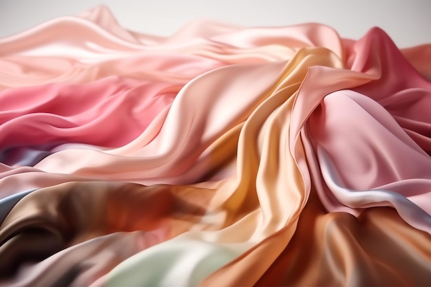 A piece of silk with a pink and orange fabric.