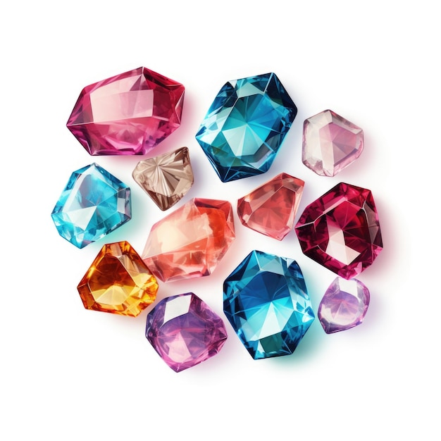 Piece of sparkling gemstones isolated on white background