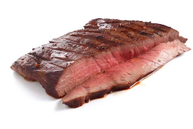 A piece of steak on a white background generative AI