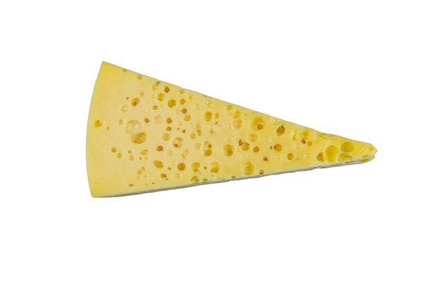 Piece of swiss cheese isolated on a white background