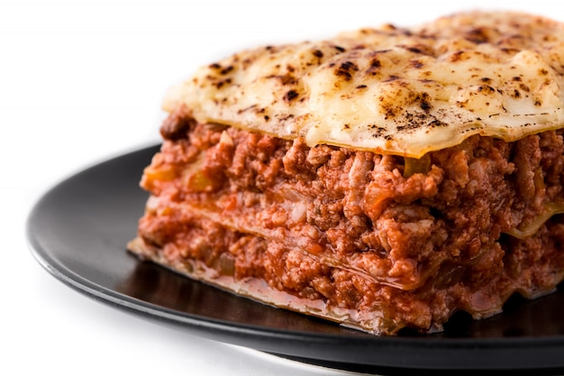 Piece of tasty lasagna with meat