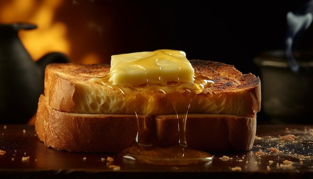 Кусок тоста с маслом на нем