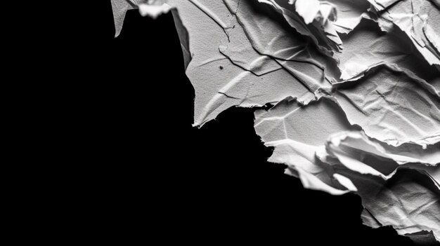 Piece of torn paper isolated on a black background Generative AI